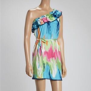 MUD‎ Pie One Shoulder Asymmetry Ruffle Mini Dress Size Medium